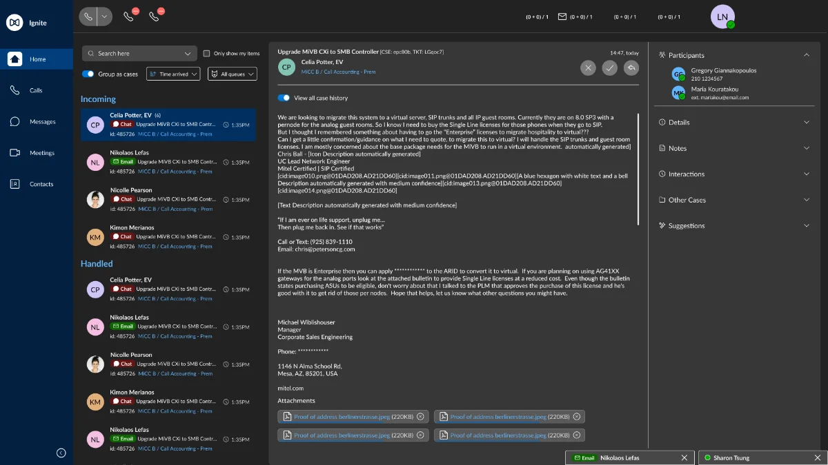 Interaction view screen with side detail pane